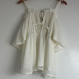 White flowy off the shoulder boho top